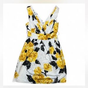 Corey P Floral Yellow and Black Dress with Pockets